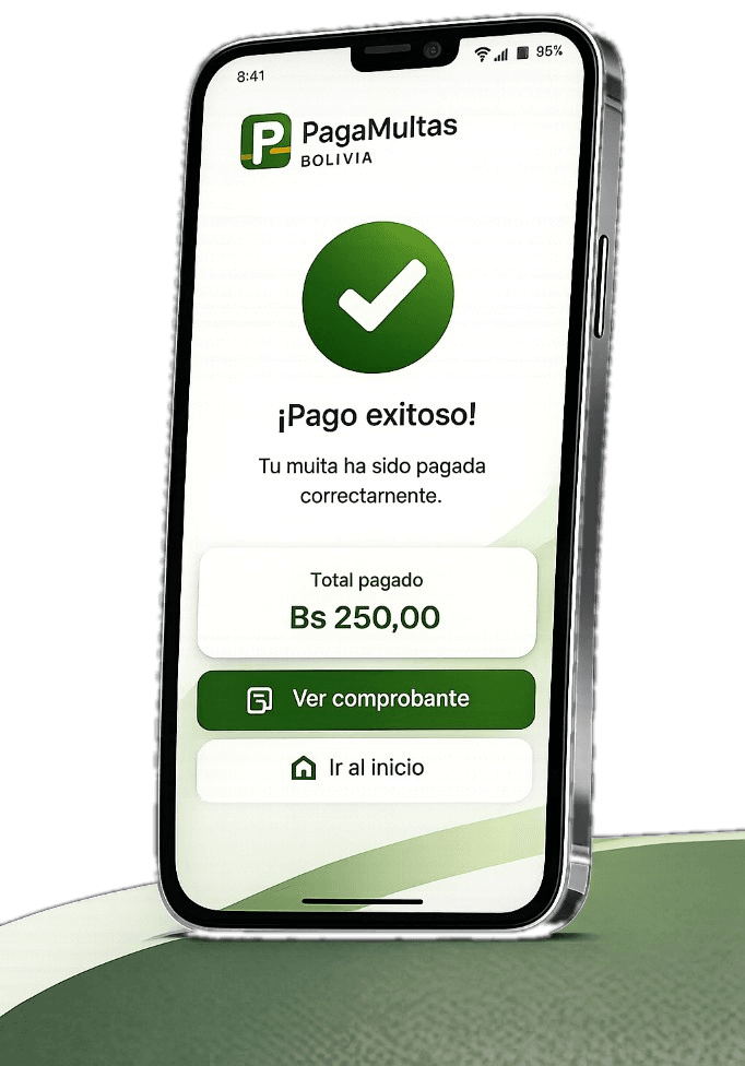 Pago exitoso de multa en la app PagaMultas